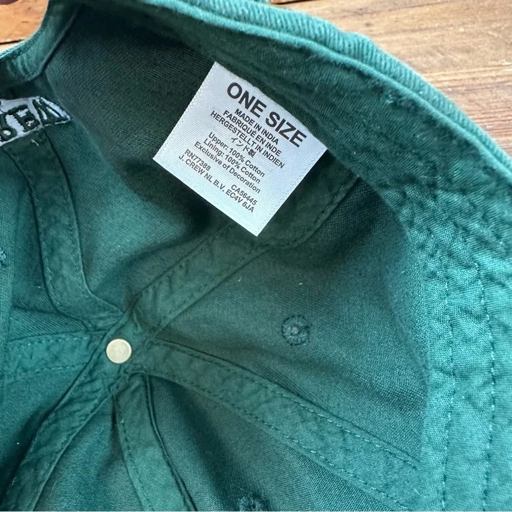J.Crew Twill Hat Embroidered Beer Mug Hunter Green